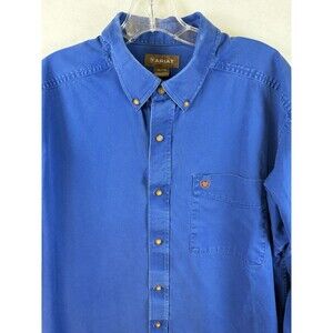 Ariat Shirt Mens Long Sleeve Button Up Royal Blue Twill Classic Fit Cotton Sz XL
